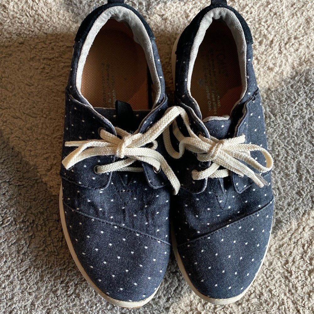 Toms Del Rey Blue White Polka Dot 6.5